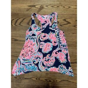 Lilly Pulitzer Women's Silk Racerback For The Halibut Malie‎ Tank Top Size Small